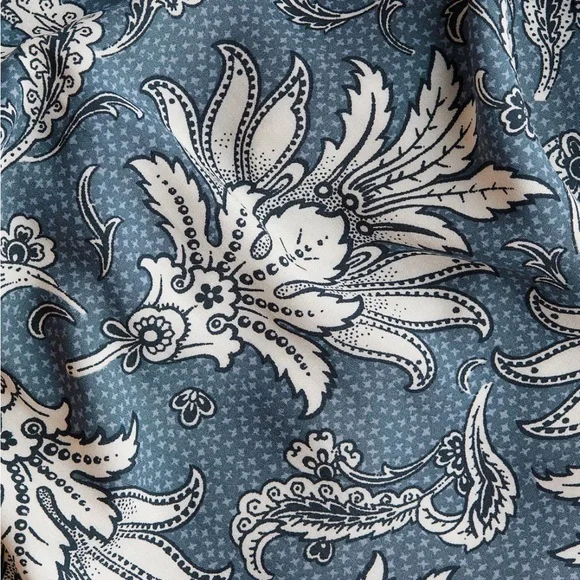 H&M Blue and White Paisley Drop-Waist Shirt Dress - Picture 3 of 5